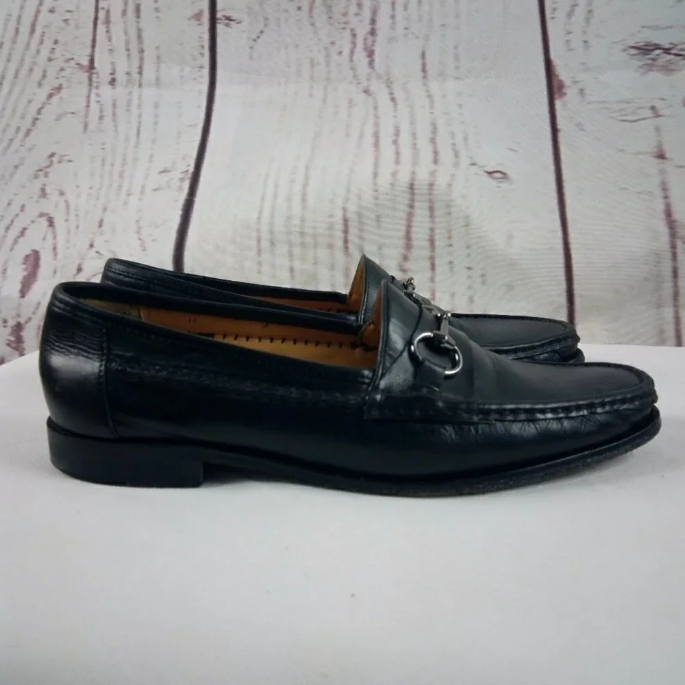 Nico Nerini Black Leather Slip On Loafer Shoes Size 11